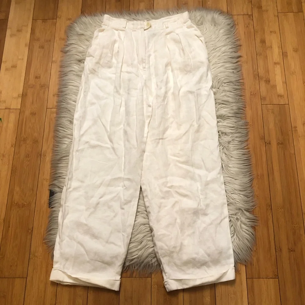 Lauren Ralph Lauren 100% Linen Coastal Grandma Straight Leg Womens Pants size 8